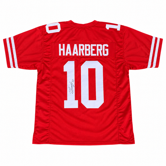 Heinrich Haarberg #10 Autographed  Custom Husker Football Jersey — straightened product photo