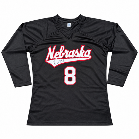 Lexi Rodriguez #8 Nebraska Cornhuskers Black / Red Custom Volleyball Jersey Autographed — straightened product photo