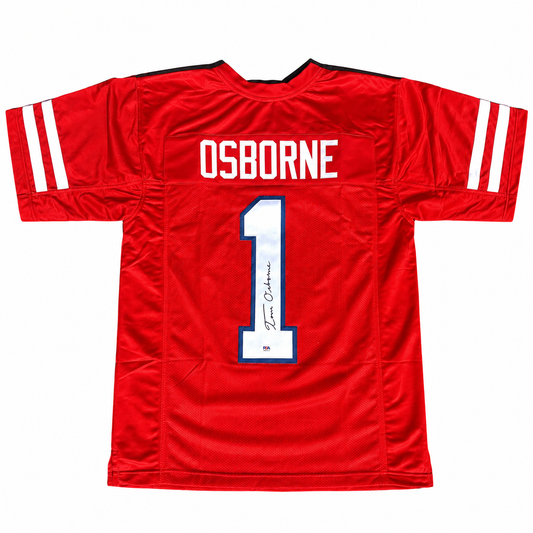 Tom Osborne Nebraska Cornhusker PSA Certified Custom 100th Anniversay Jersey — straightened product photo