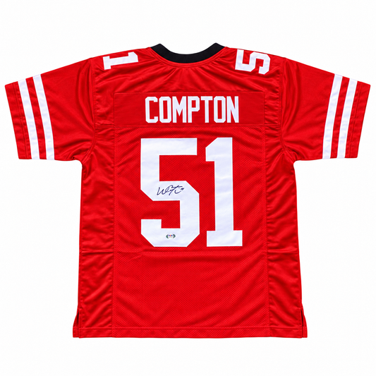 Will Compton #51 NEBRASKA CORNHUSKERS Custom Football Jersey — straightened product photo