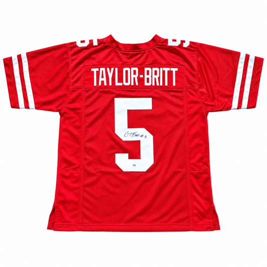 Cam Taylor Britt #5 Nebraska Cornhuskers Custom Football Jersey PSA Certified — product on white