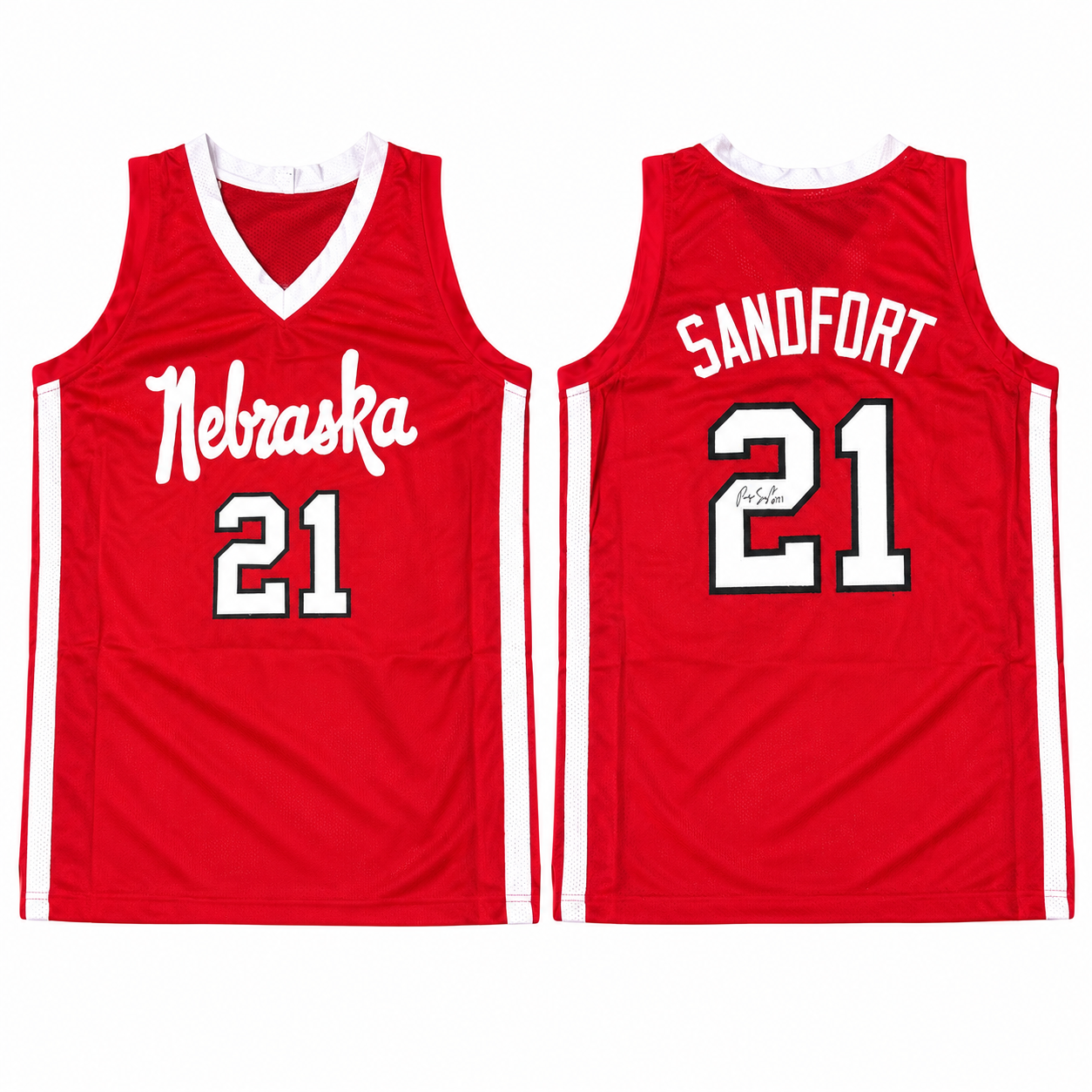 Pryce Sandfort #21 Nebraska Cornhuskers Basketball Custom Husker Jersey Signed