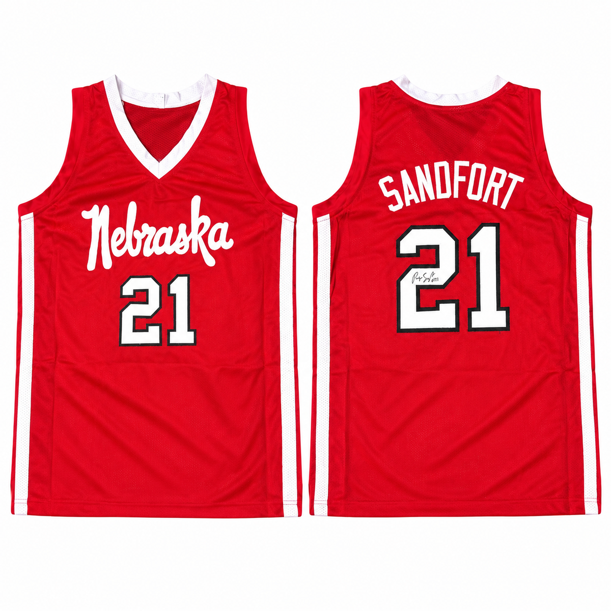 Pryce Sandfort #21 Nebraska Cornhuskers Basketball Custom Husker Jersey Signed