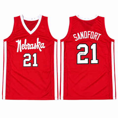 Pryce Sandfort #21 Nebraska Cornhuskers Basketball Custom Husker Jersey Signed