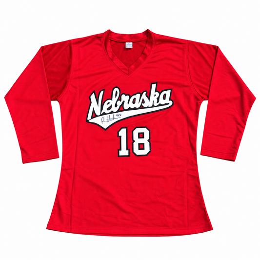 Ryan Hunter signed red number 18 Nebraska custom volleyball jersey