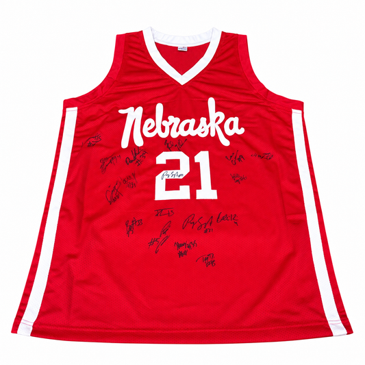 2026–2027 Nebraska Cornhuskers Basketball Team Signed Custom Jersey with Coach Fred Hoiberg — cleaned product photograph