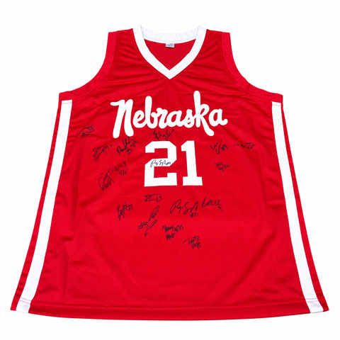 2026–2027 Nebraska Cornhuskers Basketball Team Signed Custom Jersey with Coach Fred Hoiberg — cleaned product photograph